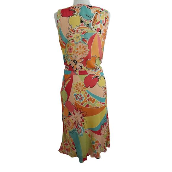 Lafayette 148 Crinkle Silk Dress Size 2 Colorful Mod Spring Summer Beachy - Picture 11 of 15